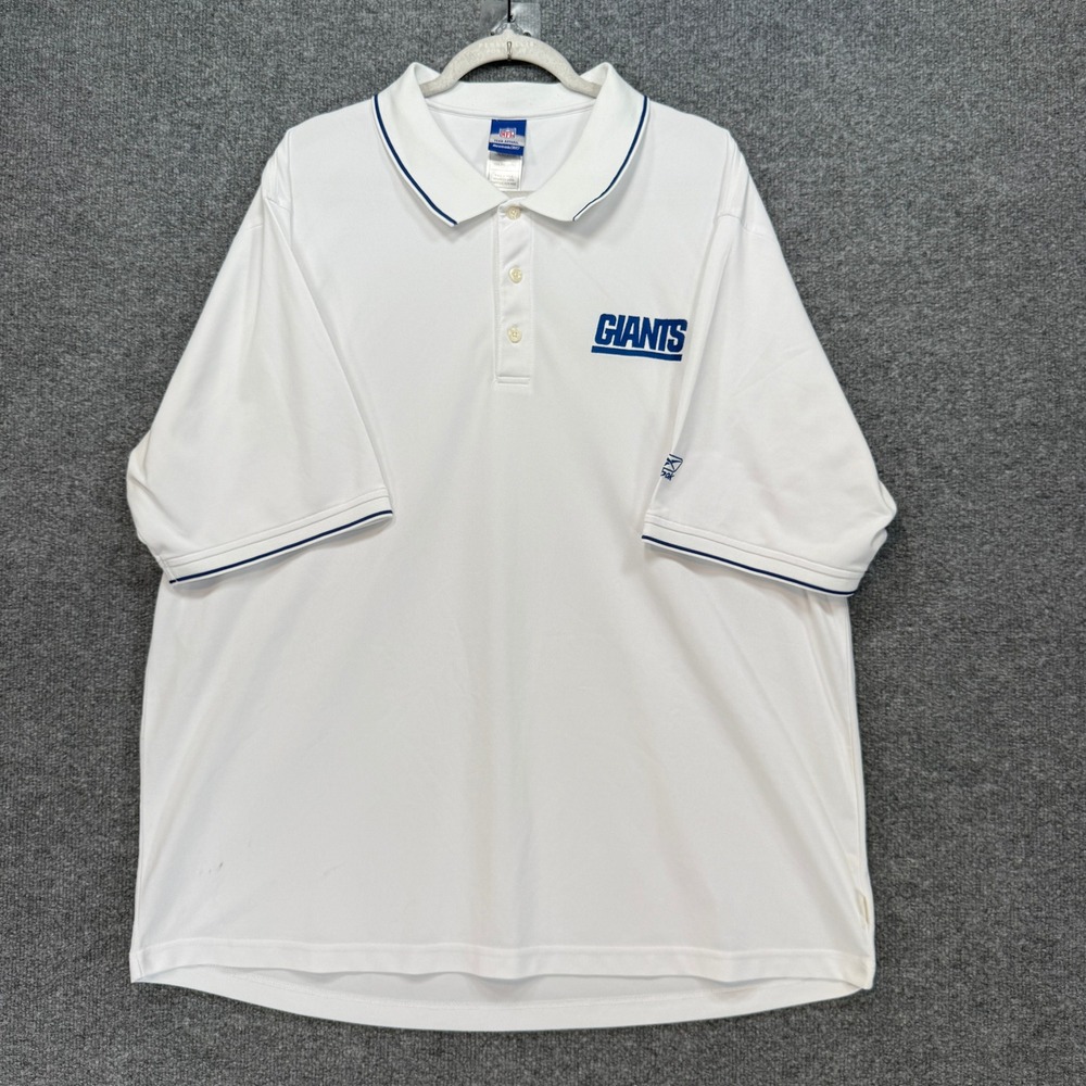 New York Giants Shirt Mens 2XL White Embroidered Polo Reebok Fan Gear‎ Y2K